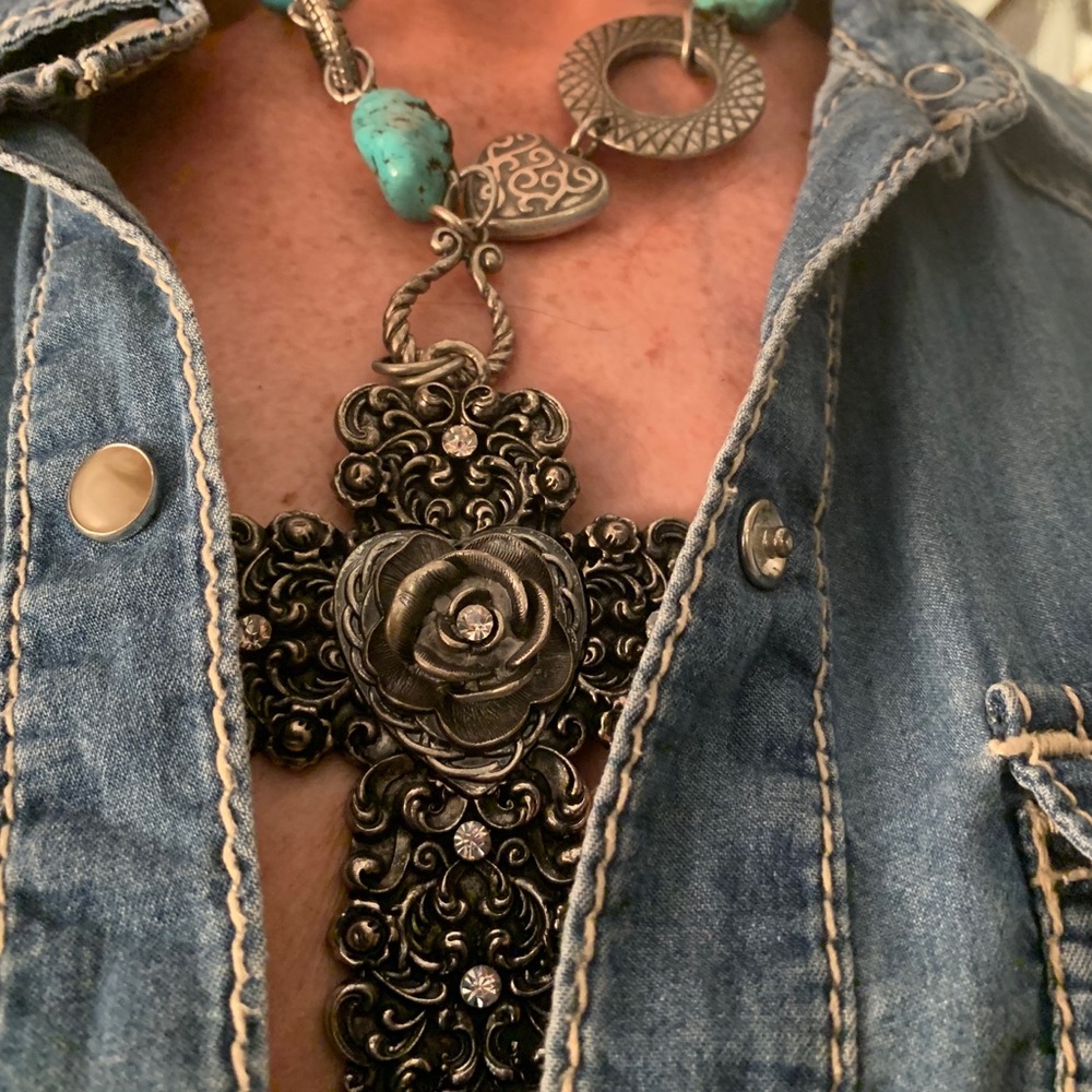 Statement Piece Large Cross Necklace - image 2